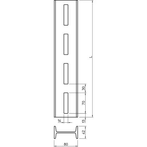 OBO Bettermann 6337236 I-nyél (H x Sz x Ma) 2000 x 80 x 42 mm 1 db