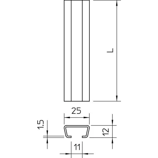 OBO Bettermann 1117033 Profilsínek (H x Sz x Ma) 2000 x 25 x 12 mm Fémes 1 db