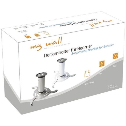 My Wall H16-2WL Kivetítő mennyezeti tartó Kihúzható, Mennyezeti tartó, Dönthető, Forgatható Padló/mennyezet távolsága (max.): 200 mm Fehér