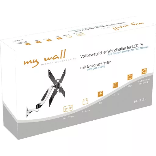 My Wall HL13-2L TV fali tartó 94,0 cm (37) - 127,0 cm (50) Dönthető, Csuklóval mozgatható, Forgatható Gáznyomásos technika, Változtatható faltól való távolság