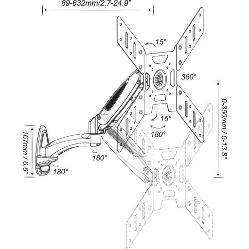 My Wall HL13-2L TV fali tartó 94,0 cm (37) - 127,0 cm (50) Dönthető + forgatható, Forgatható