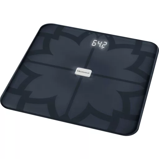 Medisana BS 450 sw Testzsíranalizáló mérleg digitális Mérési tartomány (max.)=180 kg Fekete Bluetooth-szal, ITO érzékelők