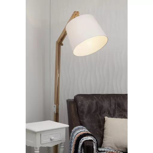 Brilliant Carlyn 09958A75 Állólámpa LED E27 60 W Fa (világos), Fehér