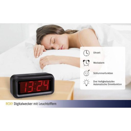 TFA Dostmann 60.2024.10 Kvarc Ébresztőóra Antracit Riasztási idők 1