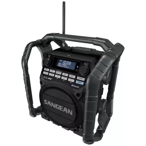 Sangean U-4 DBT+ Építkezési rádió DAB+, URH AUX, Bluetooth®, USB Akkutöltő funkció, Újratölthető, Vízálló, ütésálló Fekete