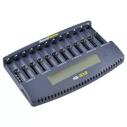 AccuPower IQ312 Hengeres akku töltő NiCd, NiMH, Lítiumion 10340, 10350, 10440, 10500, 12500, 12650, 13500, 13650, 14500, 14650, 16340, 16650, 17335, 17355,