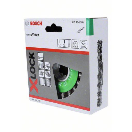 Bosch Accessories Bosch Accessories Tárcsakefe nehéz Inox X-LOCK számára, csomózott, rozsdamentes, 115 mm, 0,5 mm Bosch Power Tools 26086 Bosch Power Tools