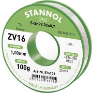   Stannol ZV16 Forrasztóón, ólommentes Ólommentes Sn99,3Cu0,7 REL0 100 g 1 mm