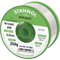   Stannol Kristall 600 Fairtin Forrasztóón, ólommentes Ólommentes Sn99,3Cu0,7 REL0 250 g 0.5 mm