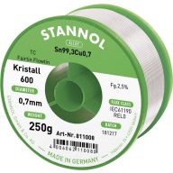   Stannol Kristall 600 Fairtin Forrasztóón, ólommentes Ólommentes Sn99,3Cu0,7 REL0 250 g 0.7 mm