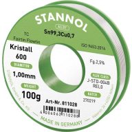   Stannol Kristall 600 Fairtin Forrasztóón, ólommentes Ólommentes Sn99,3Cu0,7 REL0 100 g 1 mm
