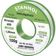  Stannol Kristall 600 Fairtin Forrasztóón, ólommentes Ólommentes Sn96,5Ag3Cu0,5 REL0 100 g 1 mm
