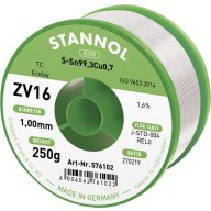   Stannol ZV16 Forrasztóón, ólommentes Ólommentes Sn99,3Cu0,7 REL0 250 g 1 mm