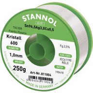   Stannol Kristall 600 Fairtin Forrasztóón, ólommentes Ólommentes Sn96,5Ag3Cu0,5 REL0 250 g 1 mm