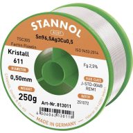   Stannol Kristall 611 Fairtin Forrasztóón, ólommentes Ólommentes Sn96,5Ag3Cu0,5 REM1 250 g 0.5 mm