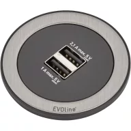   EVOline 159280001400 Asztali dugalj 2 részes Fekete, Nemesacél 1 db