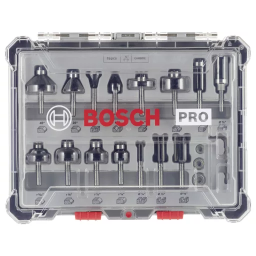 Marómaró készlet, 1/4 hüvelykes szár, 15 darab Bosch Accessories 2607017473