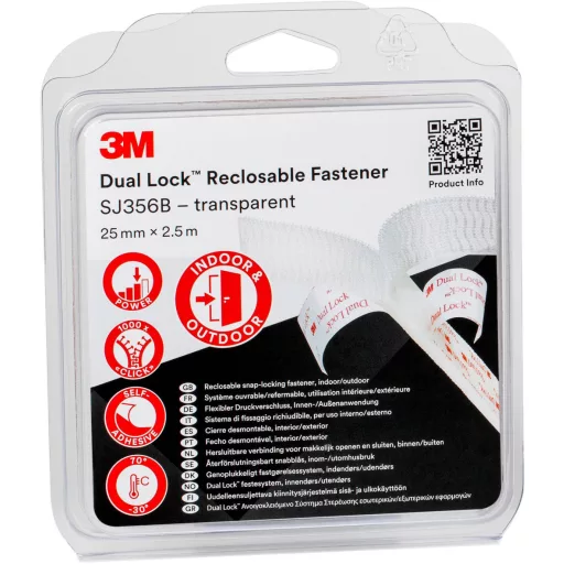 3M Dual Lock Tépőzár Felragasztható (H x Sz) 2.5 m x 25 mm Átlátszó 1 db