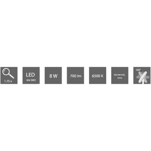 LED-es nagyítós lámpa 122 mm 2,25x, Toolcraft 2147853