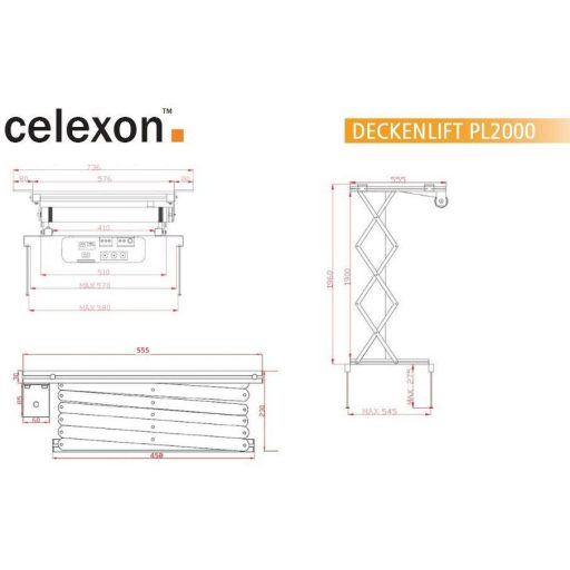 Celexon Kivetítő mennyezeti tartó Állítható magasságú Ezüst