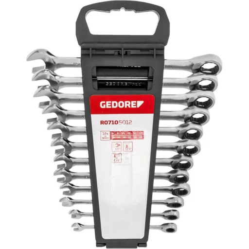 Gedore RED 3300850 R07105012 Racsnis csavarkulcs készlet 12 részes Kulcsszélesség (metrikus) 07 - 29 mm