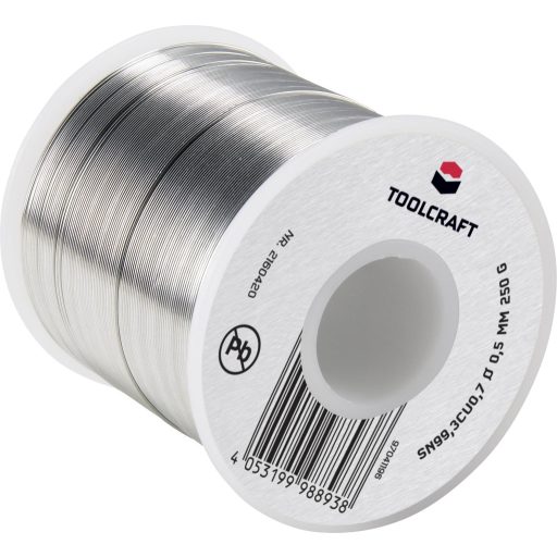 TOOLCRAFT Forrasztóón, ólommentes Tekercs Sn99,3Cu0,7 ROL1 250 g 0.5 mm