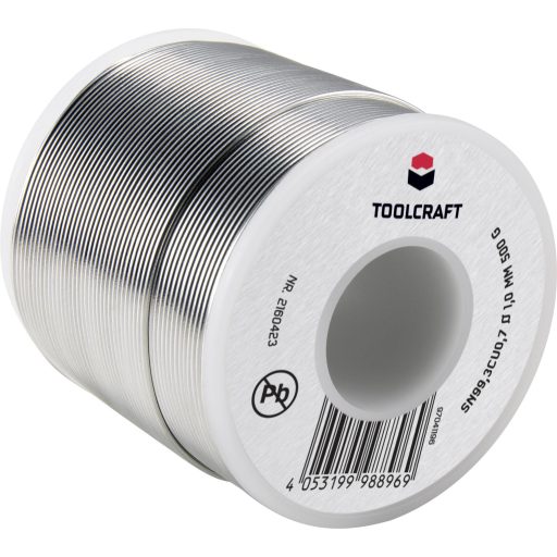 Ólommentes forrasztóón Sn99,3Cu0,7 500 g Ø 1 mm, Toolcraft TO-6481269