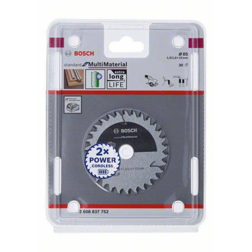 Bosch Accessories Bosch Power Tools 2608837752 Körfűrészlap 85 x 15 mm Fogak száma (collonként): 30 1 db