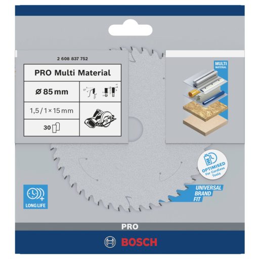 Bosch Accessories Bosch Power Tools 2608837752 Körfűrészlap 85 x 15 mm Fogak száma (collonként): 30 1 db