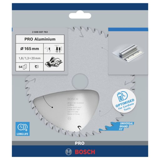 Bosch Accessories Bosch Power Tools 2608837763 Körfűrészlap 165 x 20 mm Fogak száma (collonként): 54 1 db