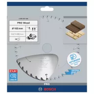   Bosch Accessories PRO Wood cordless 2608837686 Keményfém körfűrészlap 165 x 20 mm Fogak száma (collonként): 36 1 db