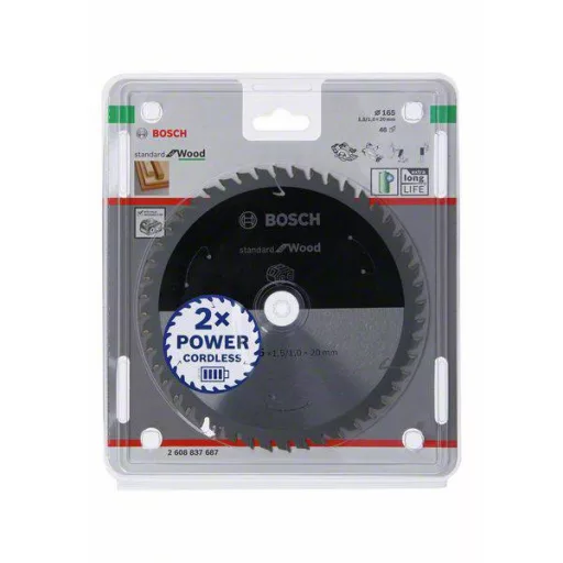 Bosch Accessories Bosch Power Tools 2608837687 Keményfém körfűrészlap 165 x 20 mm Fogak száma (collonként): 48 1 db