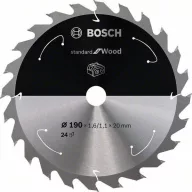   Bosch Accessories 2608837704 2608837704 Keményfém körfűrészlap 190 x 20 mm Fogak száma (collonként): 24 1 db