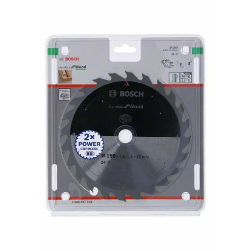 Bosch Accessories 2608837704 2608837704 Keményfém körfűrészlap 190 x 20 mm Fogak száma (collonként): 24 1 db