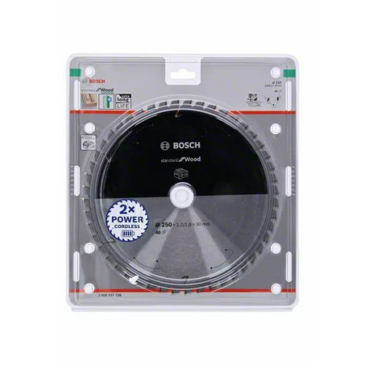 Bosch Accessories 2608837728 2608837728 Keményfém körfűrészlap 250 x 30 mm Fogak száma (collonként): 48 1 db