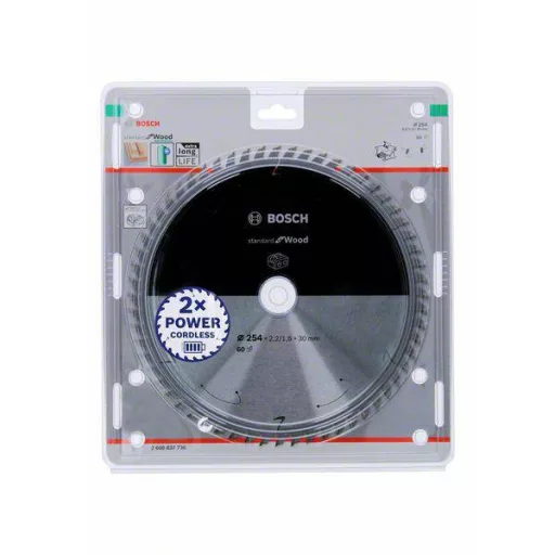 Bosch Accessories Bosch Power Tools 2608837736 Keményfém körfűrészlap 254 x 30 mm Fogak száma (collonként): 60 1 db