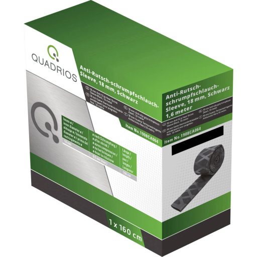 Quadrios 1908CA064 Zsugorcső ragasztó nélkül Fekete 18 mm 9 mm Zsugorodási arány:2:1 1.6 m
