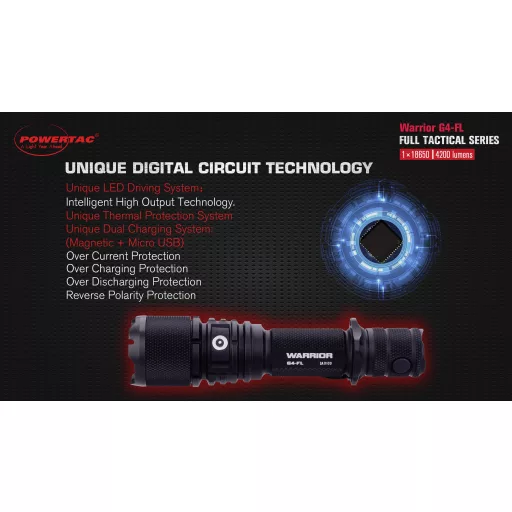 Powertac WAR-G4 FLW LED Kézilámpa Akkuról üzemeltetett 4200 lm 152 g