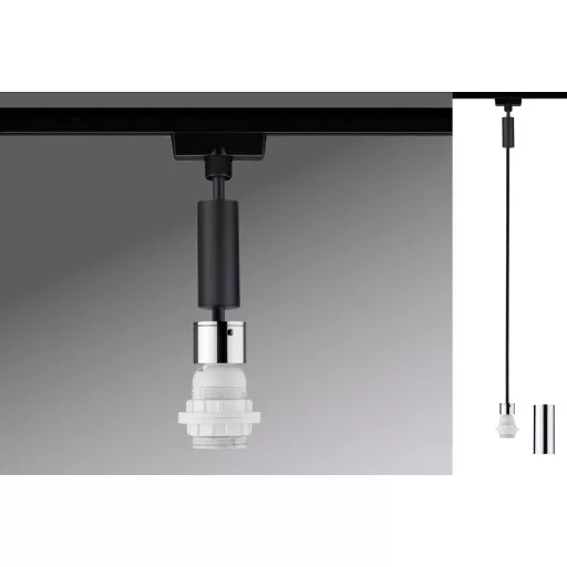 Paulmann Urail Nagyfeszültségű sínrendszer lámpa 1 fázisú E27 20 W LED Fekete (matt), Króm