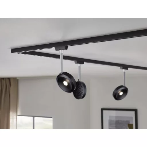Paulmann Discus Nagyfeszültségű sínrendszer lámpa URail Fixen beépített LED-es 5 W LED Fekete (matt), Króm