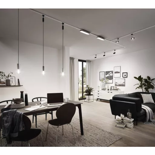 Paulmann Panel Loop Nagyfeszültségű sínrendszer lámpa URail Fixen beépített LED-es 7 W LED Fekete (matt), Króm