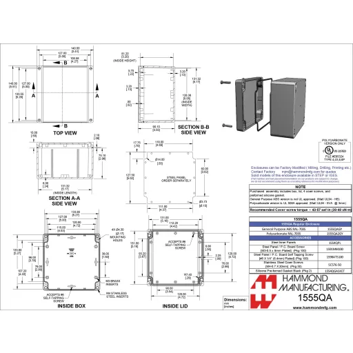Hammond Electronics 1555 ABS 1555QAGY Univerzális műszerdobozok ABS Szürke 1 db