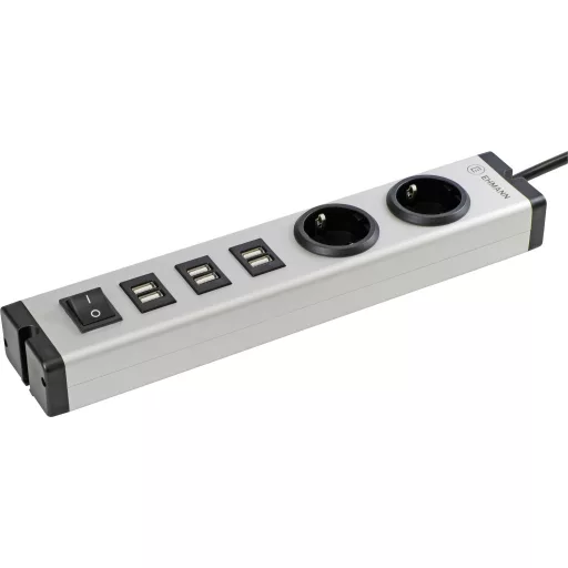 Ehmann USB-s töltőkészülék 6x USB-A, Védőérintkezős dugalj Szürke, Fekete Beltér