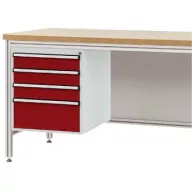   Manuflex ZB4822.3003 Háztartó ALU munkaasztalokhoz, használható magasság 500 mm, 4 fiókkal, az asztalmélységhez 800 mm