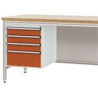   Manuflex ZB4825.2001 Ház alapja alumínium munkaasztalokhoz, használható magasság 500 mm, 4 fiókkal, az asztalmélységhez 600 mm