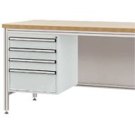   Manuflex ZB4825.7035 Ház alapja alumínium munkaasztalokhoz, használható magasság 500 mm, 4 fiókkal, az asztalmélységhez 600 mm