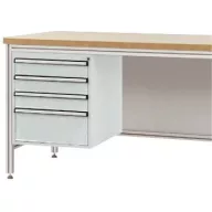   Manuflex ZB4825.7035 Ház alapja alumínium munkaasztalokhoz, használható magasság 500 mm, 4 fiókkal, az asztalmélységhez 600 mm