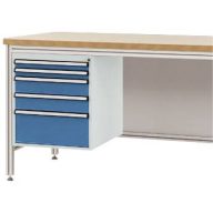   Manuflex ZB4872.0002 Háztartó alumínium munkaasztalokhoz, használható magasság 500 mm, 5 fiókkal, az asztalmélységhez 800 mm
