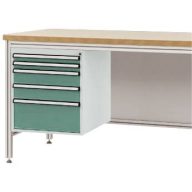   Manuflex ZB4875.0001 Háztartó ALU munkaasztalokhoz, használható magasság 500 mm, 5 fiókkal, az asztalmélységhez 600 mm