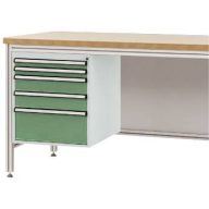   Manuflex ZB4875.6011 Háztartó ALU munkaasztalokhoz, használható magasság 500 mm, 5 fiókkal, az asztalmélységhez 600 mm